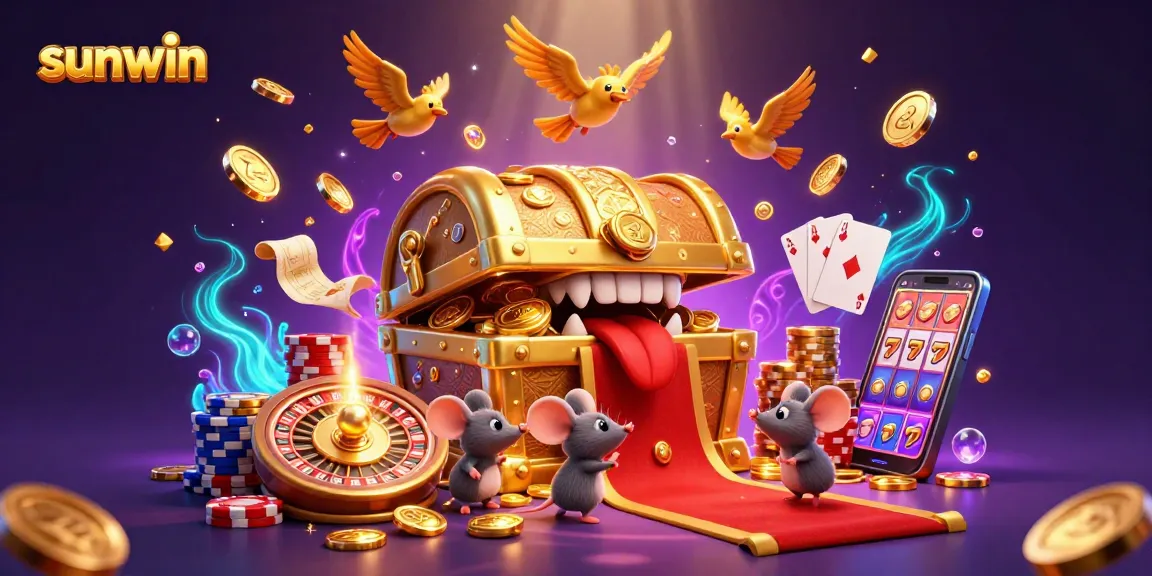 Engage with sunwin's thrilling casino adventure featuring detailed treasures, gold coins, and dynamic game elements.