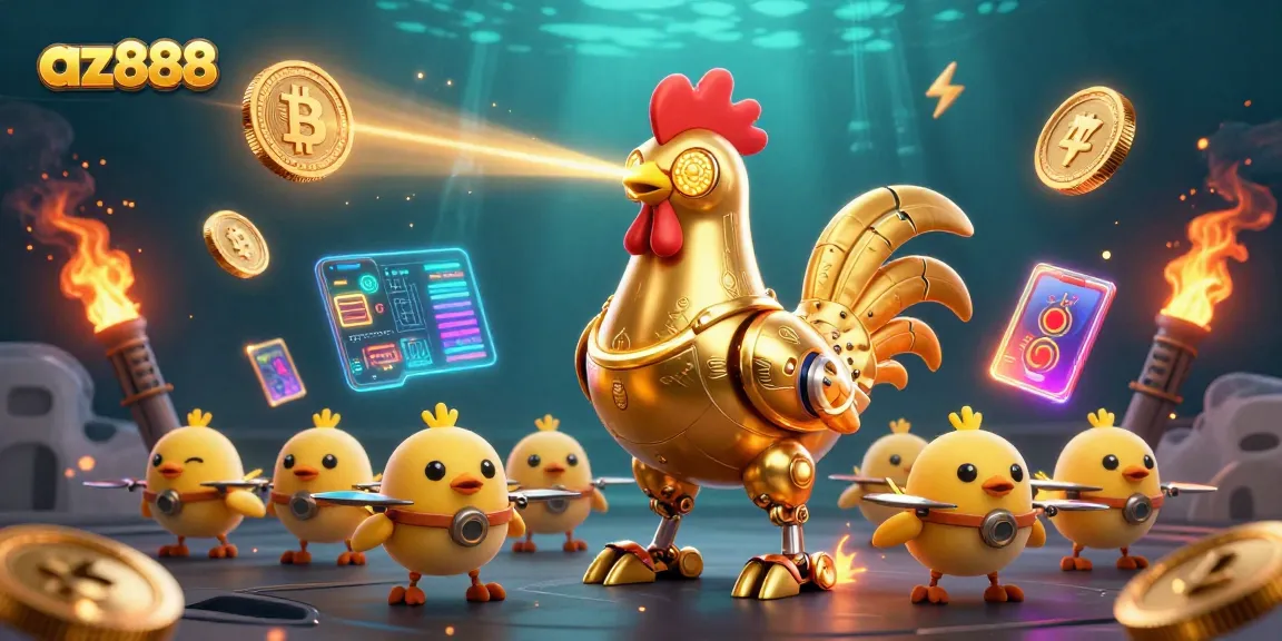 Engage with the excitement of az888 as the golden rooster robot leads a thrilling casino adventure.