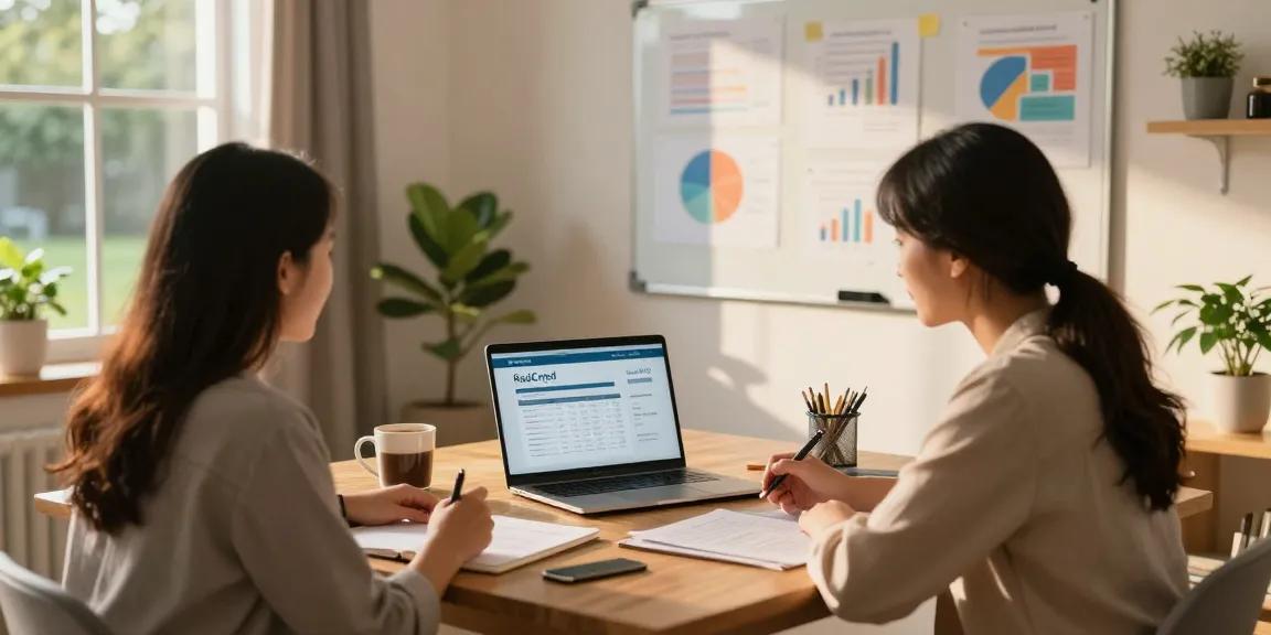 Consultation discussing RadCred's 1500 loan option in a cozy home office, showcasing warmth and professional guidance.