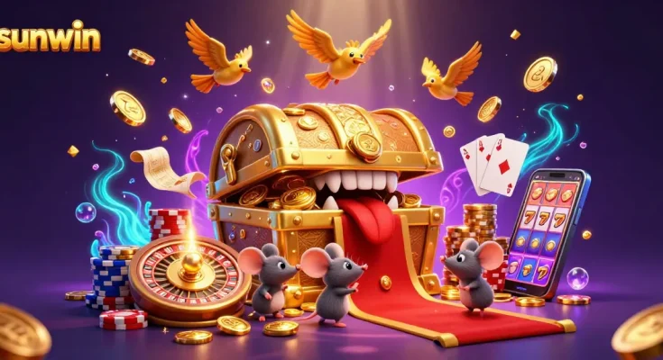 Engage with sunwin's thrilling casino adventure featuring detailed treasures, gold coins, and dynamic game elements.